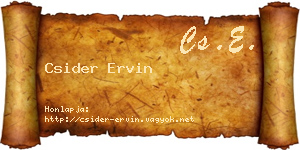 Csider Ervin névjegykártya